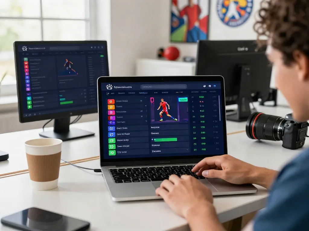 WWBOLA platform with high soccer match odds on a laptop, showcasing user excitement.