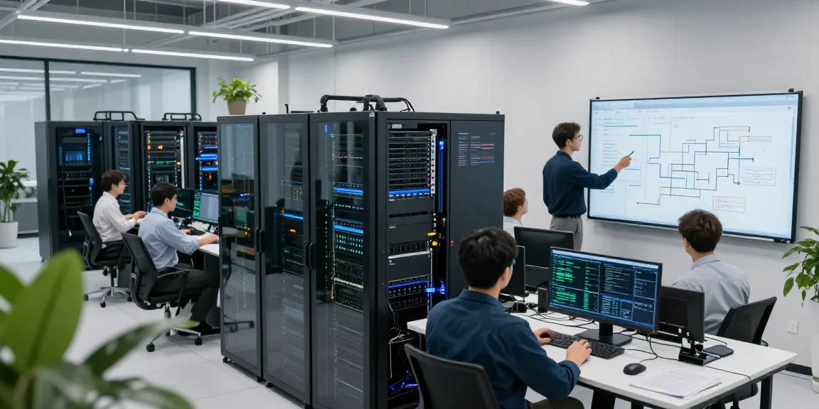AI infrastructure team monitoring GPU servers in a modern data center.
