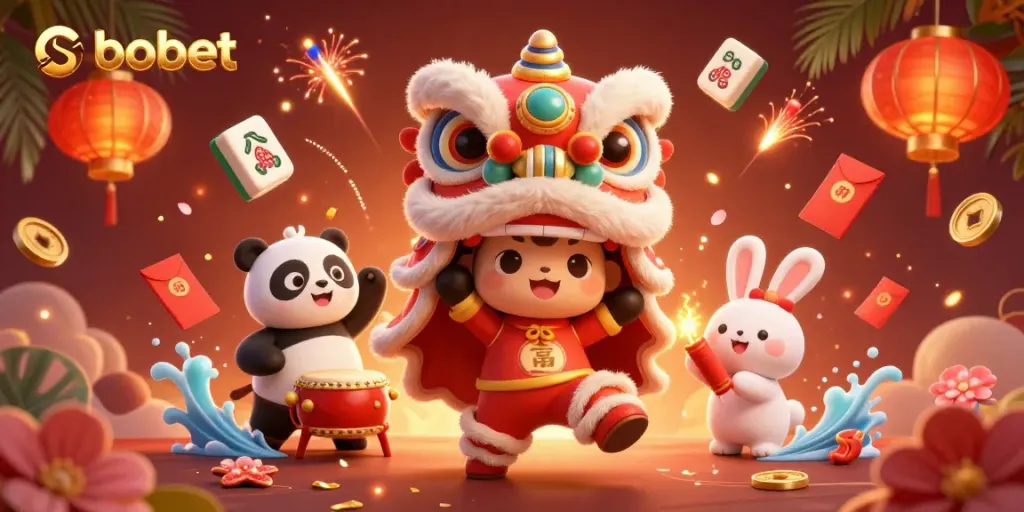 Experience sbobet's exciting betting vibes with a vibrant lion dance and festive themes.