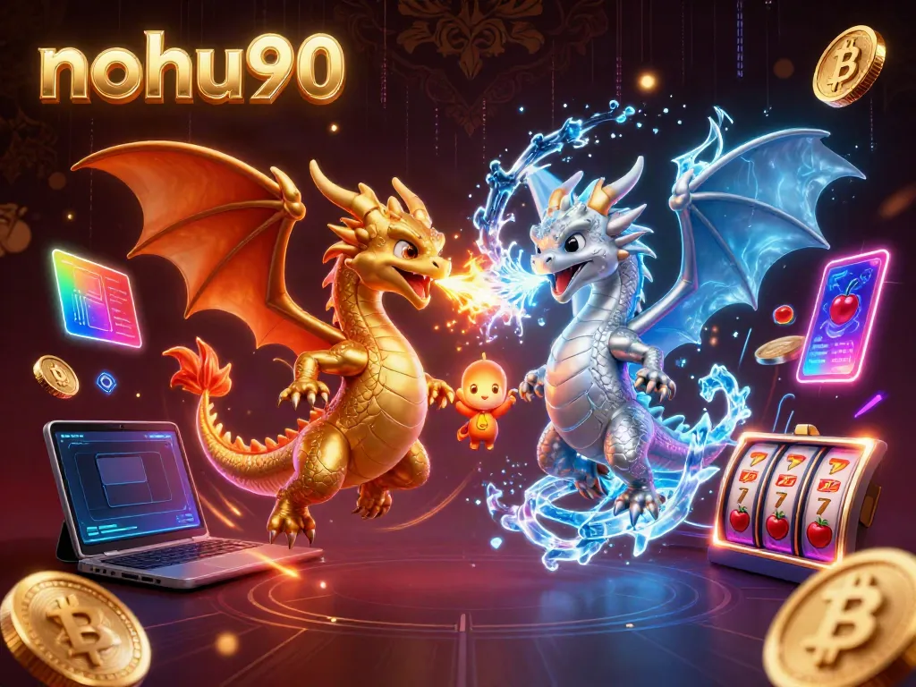 Engage in thrilling gaming at nohu90 with vibrant dragons and crypto coins igniting excitement.