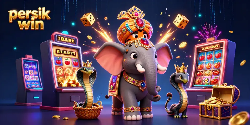 Menghadirkan persik win, ilustrasi 3D menampilkan harimau maharaja dan elefant mewah dengan elemen permainan kasino