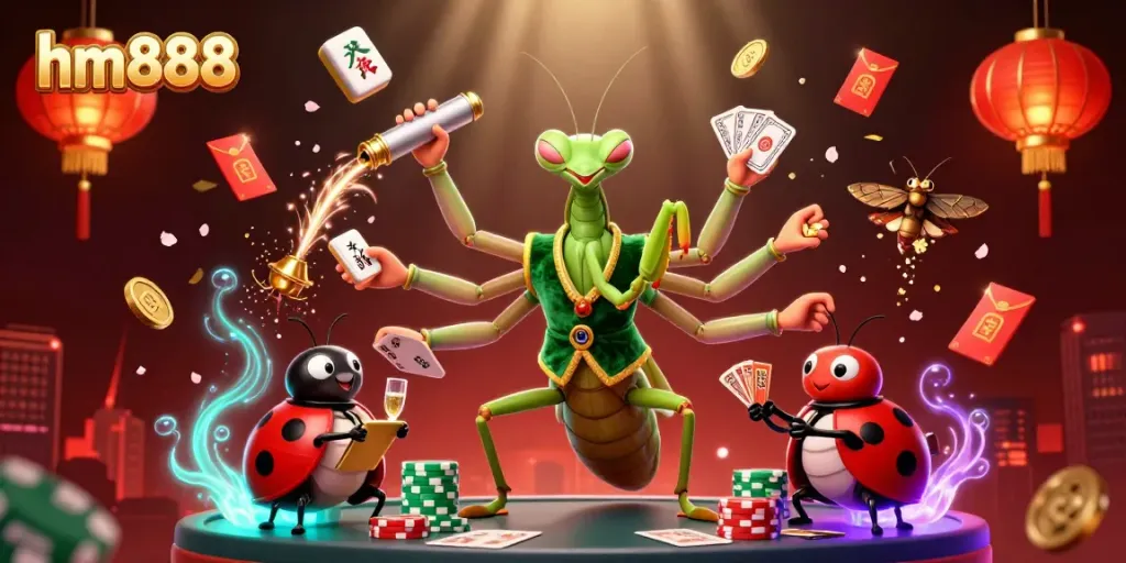 Engage with the dynamic gameplay at hm888, featuring vibrant characters and casino elements.