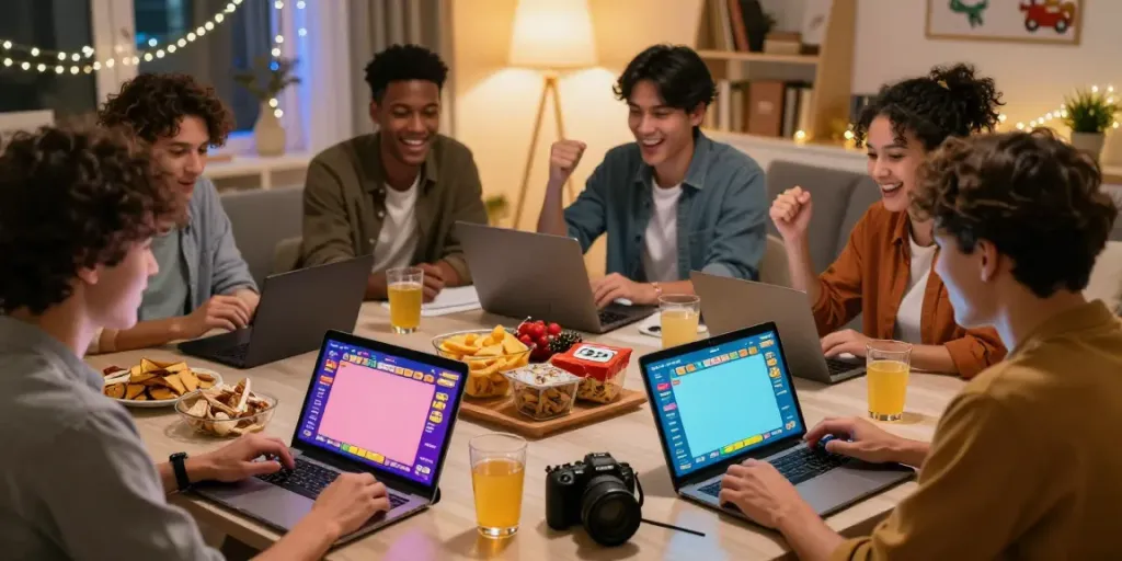Pengguna pohon4d menikmati permainan lotere online bersama teman di ruang tamu yang nyaman.