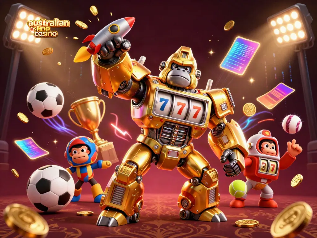 Experience the thrilling action of an australian online casino featuring dynamic 3D characters and gaming elements.