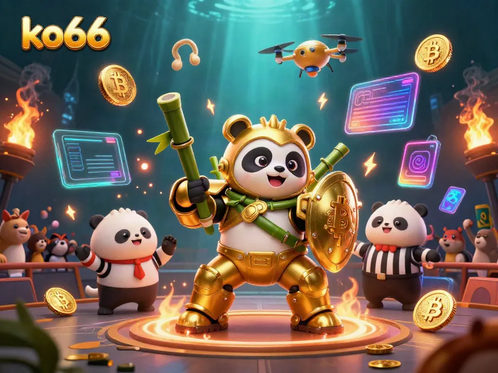 Engage with the vibrant ko66 casino gaming scene featuring mech-suit characters, crypto elements, and action-packed excitement.