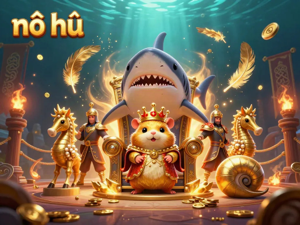 Experience the thrilling nổ hũ action with a golden hamster king surrounded by dynamic gaming elements.
