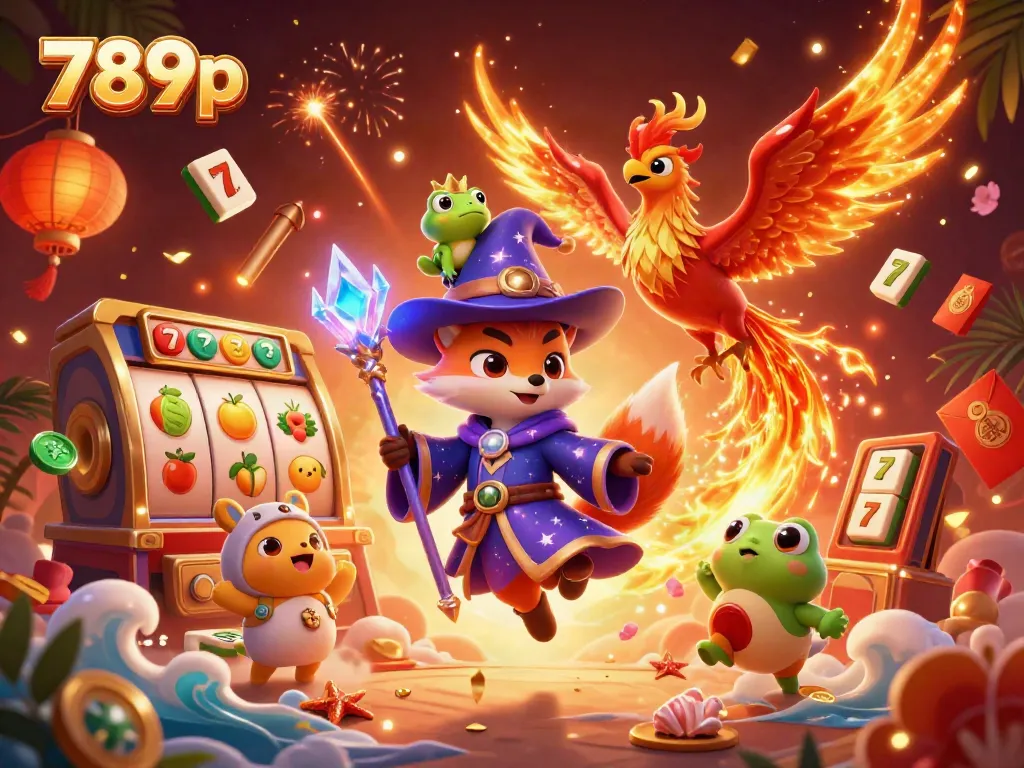 Engage with 789p as a mystical wizard fox and phoenix bring vibrant casino elements to life.