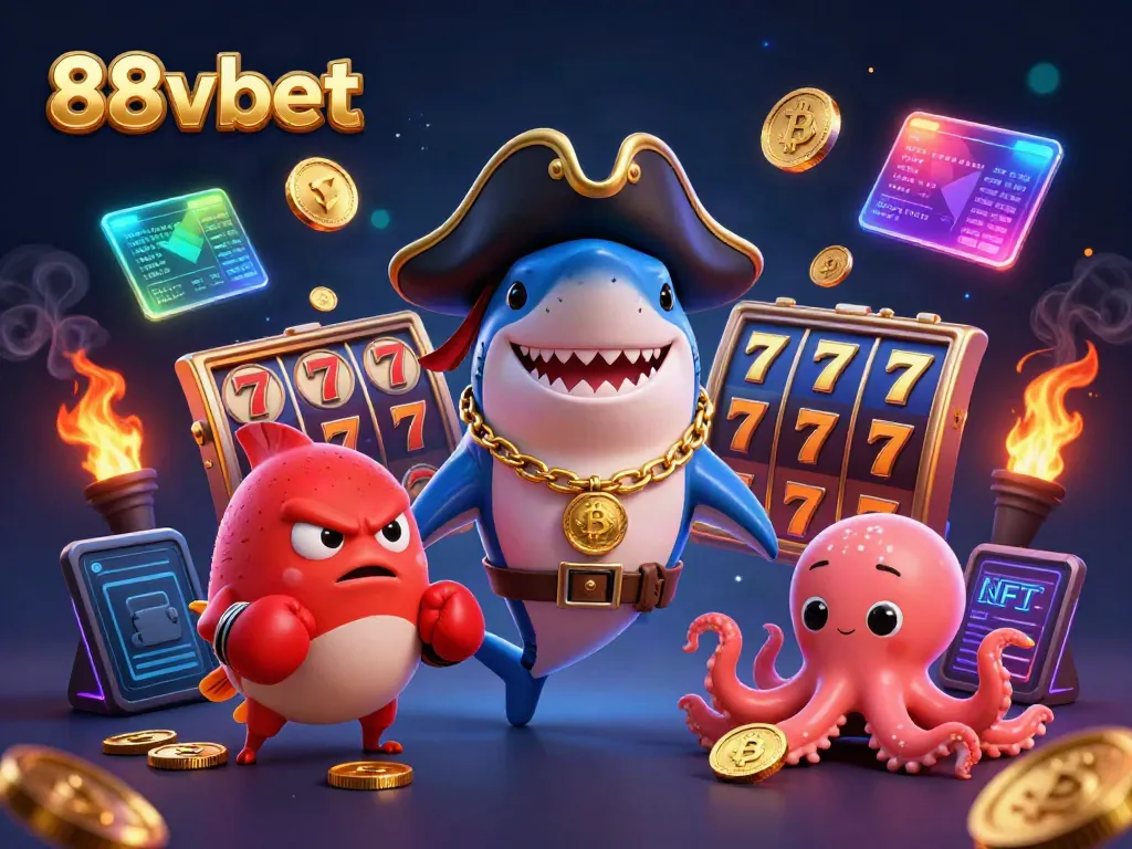 Engage with 88vbet in a vibrant 3D casino scene featuring characters and gaming elements.